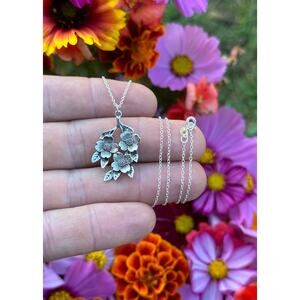 Sterling Silver Dogwood Flowers Necklace